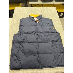 Pacific Flyer PF Flyer  Mens Puffer Vest Navy Blue Yellow Fleece Lined 4X  NEW